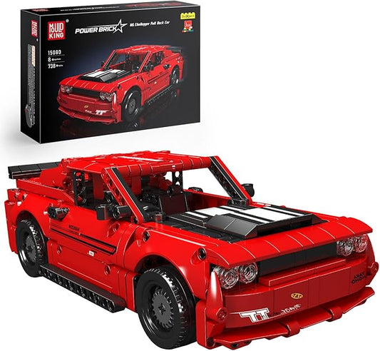 Mould King Challenger Pull Back Car Building Kits, Colletible 15080 Super Car Model, Scale Sports Cars Blocks, Speed Champions Cars Toys Sets for Adults and Boys Girls Kids Aged 8+ (738 Pieces) ﻿