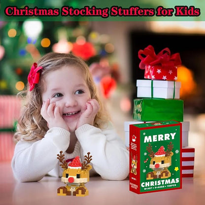 Christmas Reindeer Building Blocks Set Compatible with Lego Advent Calendar 2024 Stacking New Toys Holiday Present Box New Year Xmas Gifts for Kids for Boys & Girls and Adults