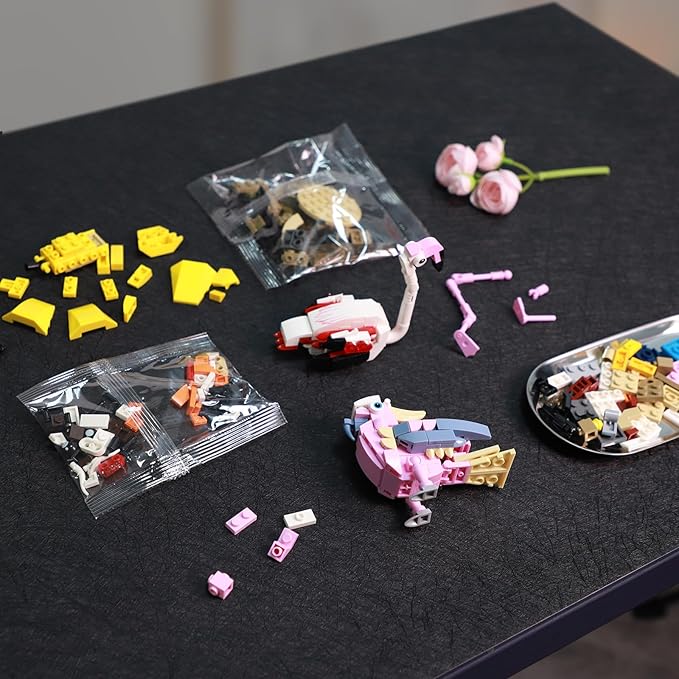KAZI Birds Building Toy Set,Creative Building Toy Easter Basket Stuffers,Parrot,Owl,Penguin,Flamingo,Eagle,Bird Animal Toy Set,Party Favors,Prizes,Goodie Bags,Gift for Kids Ages 6 and up