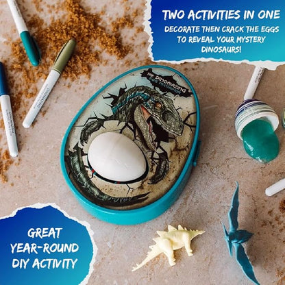 The Eggmazing Egg Decorator The DinoMazing Dinosaur Egg and Year-Round Egg Decorator Kit - Egg Decorating Spinner Arts and Crafts Activity - Includes Mystery Dino Eggs with Non-Toxic Slime and Markers