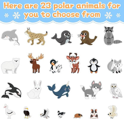 23 Pcs Felt Board Story Sets Polar Animals Felt Story Board Pieces Arctic Antarctica Ocean Animal Bear Penguin Whale Preschool Wall Storyboard Educational Learning Play Kit for Kids