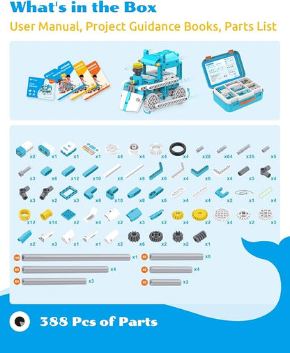 WhalesBot D3 Pro 12-in-1 STEM Wecode Pad Coding Robot Kit for Kids, 388-Piece Educational Building Set with Interactive Storytelling, Ideal Toy Gift for Boys & Girls Ages 6-8