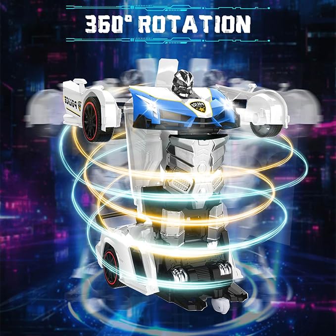 Dolanus Remote Control Car - Transform Police RC Cars, Robot Toys for Ages 5-7, Kids Toys, 4 Year Old Boy Toys, Birthday Gifts for Boys Kids Toddlers, Toys for 3 4 5 6 7 8 10 12 Years Old Boy- Blue