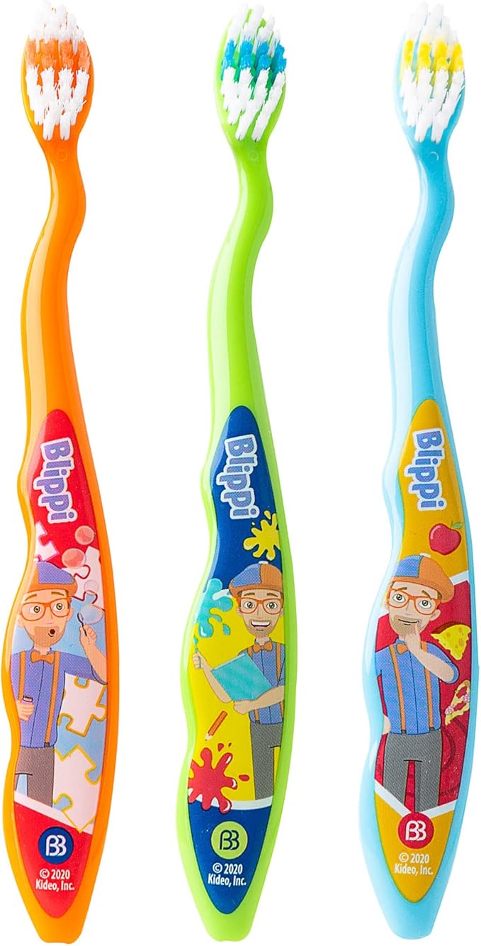 Brush Buddies Blippi Kids Toothbrushes, Manual Toothbrushes for Kids, Toothbrush for Toddlers 2-4 Years, Blippi Childrens Toothbrush, Soft Toothbrushes, 3 Count