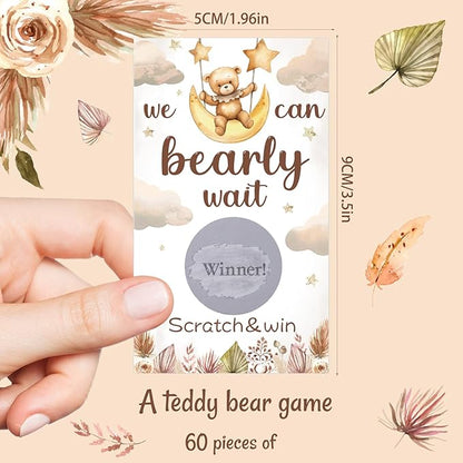 60 Pack Bear Baby Shower Scratch Off Cards We Can Bearly Wait Scratch Off Bear Theme Party Scratch Off Cards Baby Shower Gender Reveal Party Supplies (Bear Style)