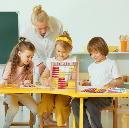 Wooden Abacus for Kids Math Learning Tool with Counting Sticks Numbers 1-100 Cards Math Counters Toys for 1st 2nd Grade Preschool Boys Girls Educational Early Math Learning Toy