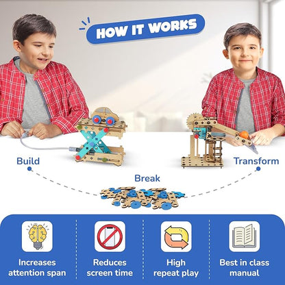 Smartivity 7 in 1 Multi-Builds Hydraulic Kit Toy for Kids 6-14 Years Old I Cool Birthday Gifts Ideas for Boys & Girls | DIY STEM Science Toys for 6,7,8,9,10,11,12,13,14 Years I Wooden Engineering Game