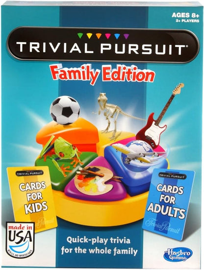 Hasbro Gaming Trivial Pursuit Game Family Edition Board Game | Family Trivia Games for Adults & Kids | 2+ Players | Easter Gifts for Boys & Girls | Ages 8+ (Amazon Exclusive)