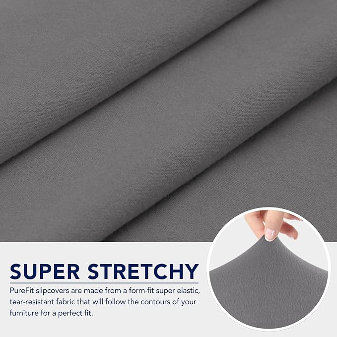 PureFit 100% Dual Waterproof Couch Cover Slipcovers for Couches and Sofas - Stretch Non Slip Fleece Sofa Covers Washable, Leakproof Furniture Protector for Kids, Pets, Dog (Chair, Light Gray)