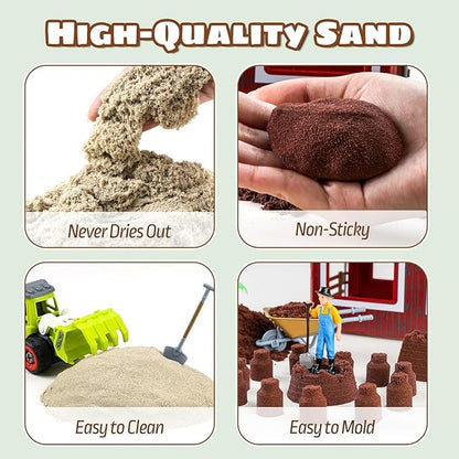 Aprilwolf 69 PCS Farm Sensory Bin Toys Playset, Sandboxes with Sand, Farmer Tractor & Farm Animals Figures Toys for Kids 3 4 5, Gifts for 6 7 Years Old Boys Girls Toddlers