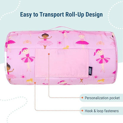 Wildkin Original Nap Mat with Reusable Pillow for Boys & Girls, Perfect for Elementary Daycare Sleepovers, Features Hook & Loop Fastener, Cotton Blend Materials Nap Mat for Kids