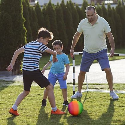 Visen 4Pcs Rainbow Playground Balls for Kids&Adults with 1 Hand Pump,8.5Inch Colorful Rubber Bouncy Balls,Inflatable Multi Colors Kick Balls Handball,Durable Indoor&Outdoor Play Toys