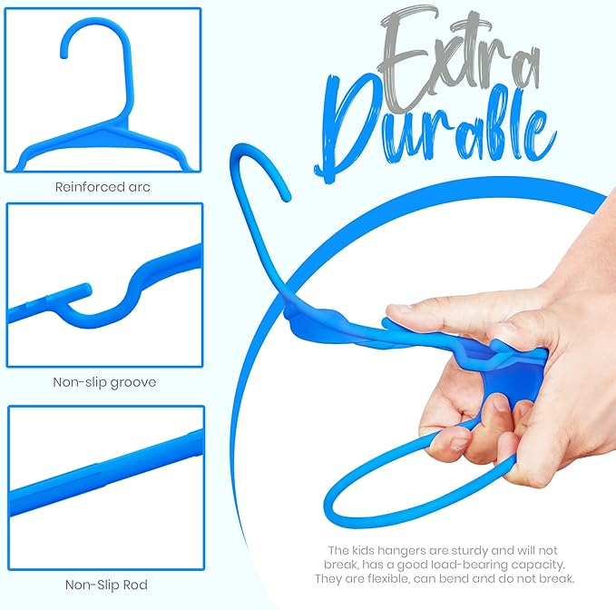 Utopia Home 20 Pack Kids Hangers - 11.5 Inch Plastic Baby Hangers for Closet - Childrens Hanger for Clothes & Infant Hanger for Closet - (Blue)