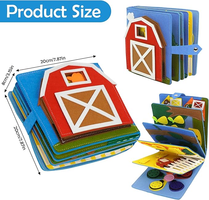 Montessori Busy Book , Felt Quiet Book for Baby, Preschool Early Learning Educational Toys for Kids Age 3 4 5 6 Years, Develops Fine Motor Skills,Toddlers Activities Toy for Airplane Car Travel