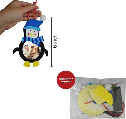 4E's Novelty Foam Kids Christmas Picture Frame Ornament Craft (12 Pack) Bulk Christmas Crafts for Kids Ages 4-8, 8-12 & Toddlers DIY Party Acitvity