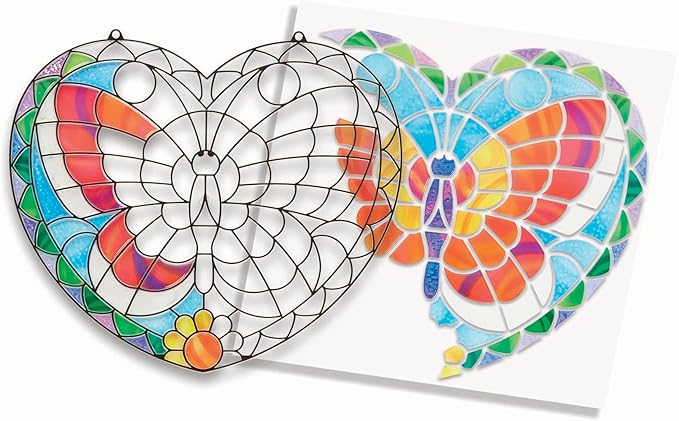 Melissa & Doug Stained Glass Butterfly Art Kit| Arts and Crafts for Kids Age 5+ | Kids Craft Kits | Kids Activity Window Art Kit | Sticker Art | Mess Free Activity | Gifts for Boys & Girls