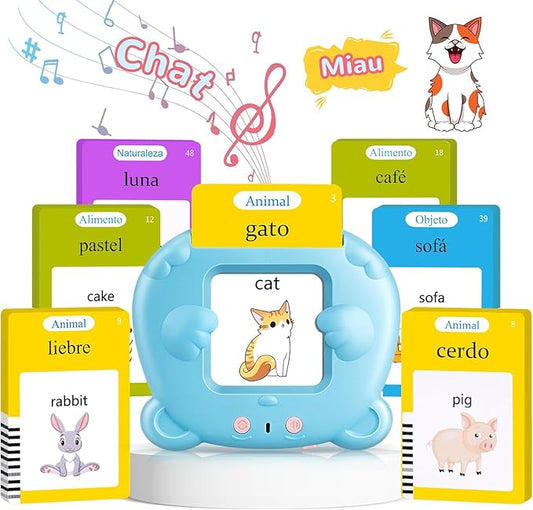 Spanish & English Talking Flash Cards for Toddler 1-6 Year Olds, Learning Montessori Toys with 224 Sight Words, Speech Therapy Toys, Children's Sensory Preschool Learning Educational Birthday Gifts
