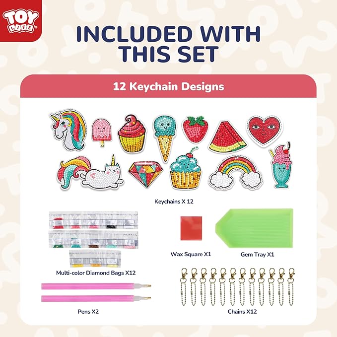 TOY Life Diamond Art Kits Kids with Keychains Painting Diamond Kits for Kids Gem Art Diamond Kids Painting, Art and Crafts for Girls Age 8-12 Art Kits Unicorn Painting Kit