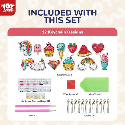 TOY Life Diamond Art Kits Kids with Keychains Painting Diamond Kits for Kids Gem Art Diamond Kids Painting, Art and Crafts for Girls Age 8-12 Art Kits Unicorn Painting Kit