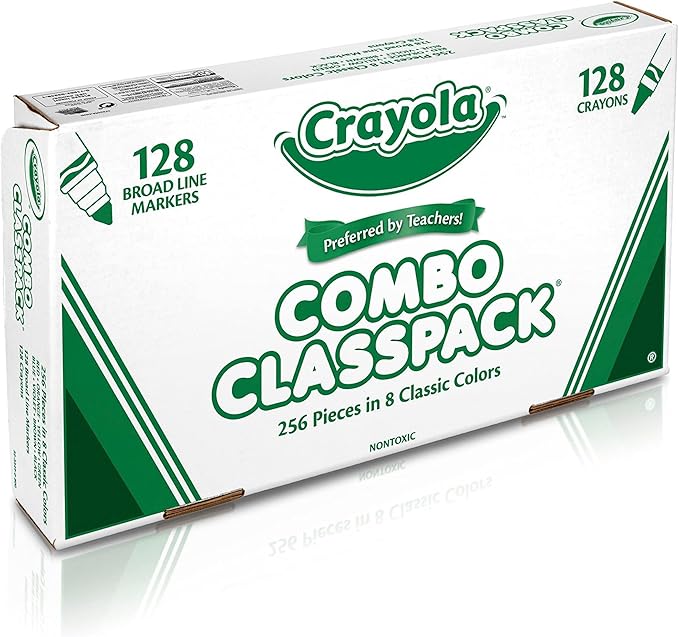 Crayola Crayons and Washable Markers Classpack, 256 Ct, Bulk School Supplies for Teachers, Elementary and Preschool