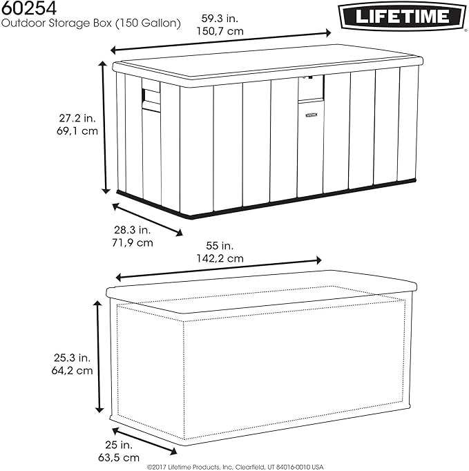 LIFETIME 60254 Heavy-Duty Outdoor Storage Deck Box, 150 Gallon, Desert Sand/Brown