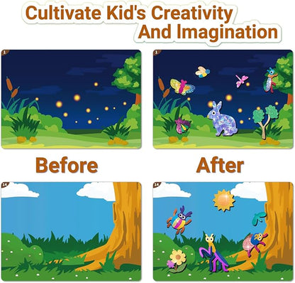 SOOVSY 200 Sheets Insect Foil Art Fun Kit for Kids, Foil Art for Kids Crafts Kit DIY Creative Activity Birthday Christmas Gift Travel Toys for 4 5 6 7 8 9 Years Old Kids Girls Boys