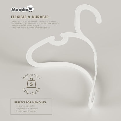 Recycled Plastic Kids Hangers | 13.5" Heavy Duty Kids Clothes Hangers | Bulk Pack Childrens Hangers, Large Child Hangers | Toddler Hangers (2-12yrs | 25 Pack, White)