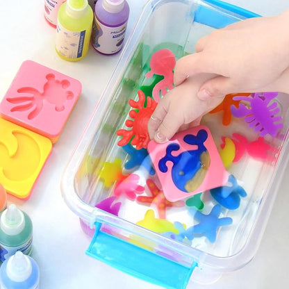 MINISENTIALS Magic Water Elf Toy Kit - 10 Colors Aqua Art Gel 100ml Jumbo Size Famliy Set - 10 Sea Creature Molds Magic Fairy Squishy Maker - Party Favor Birthday Christmas Gift for Kids