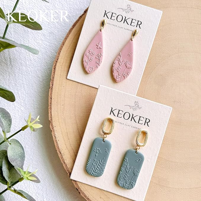 KEOKER Polymer Clay Texture Sheets Set, Works with Polymer Clay Cutter, Same Effect as Polymer Clay Texture Roller, Texture Sheets