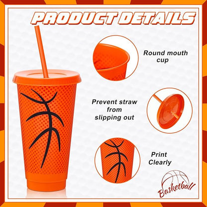 122 Pcs Basketball Party Favors Set Basketball Goodie Bags Stuffers Includes Cups with Straw Mini Stress Ball Keychains Slap Bracelets Whistles Stickers Pens for Birthday Party Supplies