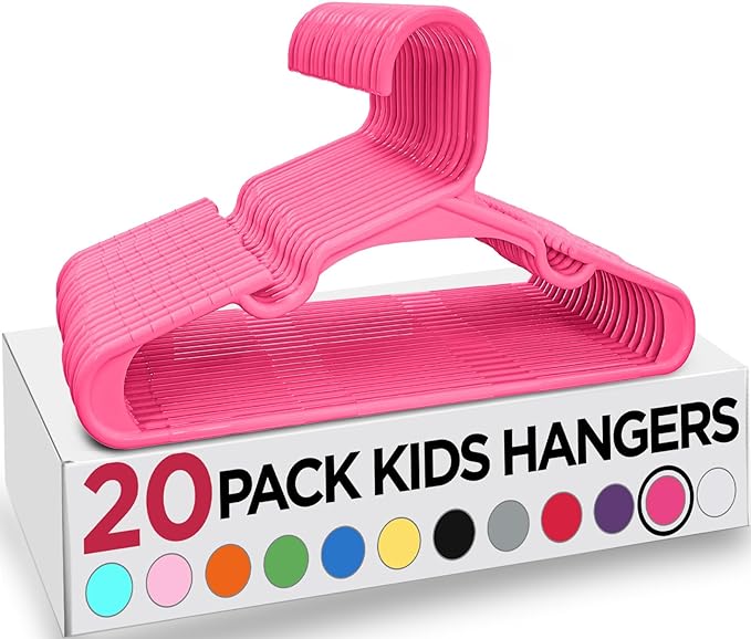 Utopia Home 20 Pack Kids Hangers - 11.5 Inch Plastic Baby Hangers for Closet - Childrens Hangers for Clothes & Infant Hangers for Closet - Ideal for Everyday Standard Use (Pink)
