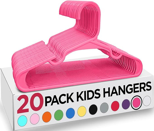 Utopia Home 20 Pack Kids Hangers - 11.5 Inch Plastic Baby Hangers for Closet - Childrens Hangers for Clothes & Infant Hangers for Closet - Ideal for Everyday Standard Use (Pink)