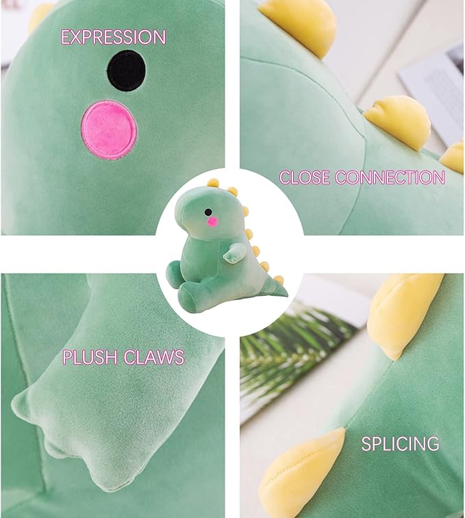 Cute Dinosaur Plush Toys, Fat Dinosaur Stuffed Animals Toys Dolls, Dinosaur Plush Toy Soft Stuffed Animal Dino Plushies Doll Cute Birthday Gifts for Kids Girls Boys (Green,13in)