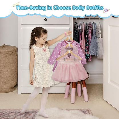 4our Kiddies Baby Hangers Space Saving(18 Pcs), Heavy Duty Metal Kids Closet Clothes Organizer for Nursery, Connector Hooks for Girl Boy Toddler Child Clothes, Fit Most Hangers