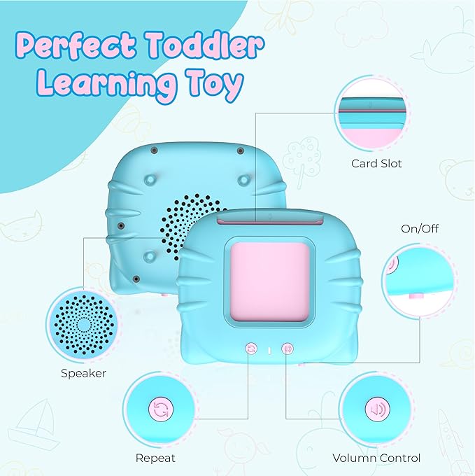 QuTZ Talking Flash Cards for Toddlers 2-4, Autism Toys, Speech Therapy Toys, Educational ABC Learning Talking Sight Words Flash Cards Kindergarten for Boys and Girls, 248 Sight Words Blue