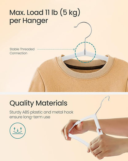 SONGMICS Baby Hangers 50 Pack, 11 x 6.9 Inches, Kids Hangers for Closet, Non-Slip Velvet Hangers, Childrens Hangers, Space-Saving Clothes Hangers, Wide Shoulder Notches, Cloud White UCRF037W01