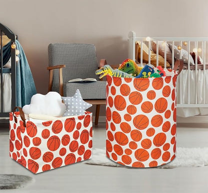 NTAOHAMPER Kids Laundry Hamper,Baseball laundry Basket,Baby Boy Nursery Hamper,Waterproof Storage Bin for Bedroom,Clothes Organizer Basket,Toys Box,Room Decor(Basketball)