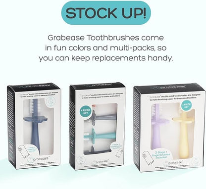 Grabease Baby Toothbrush Double Sided - Training Finger Toothbrush for Toddler Infant, BPA-Free & Phthalate-Free for Baby & Toddler, 1 Pack, Yelow