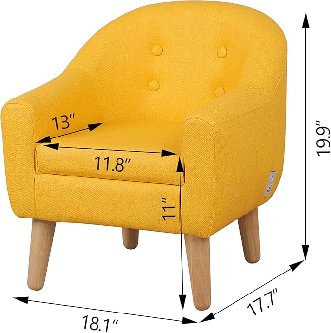 Getifun Single PVC Kids Sofa Chair, Toddler Sofa Couch with Wooden Legs, Children Armchair for Children Gift (Yellow)