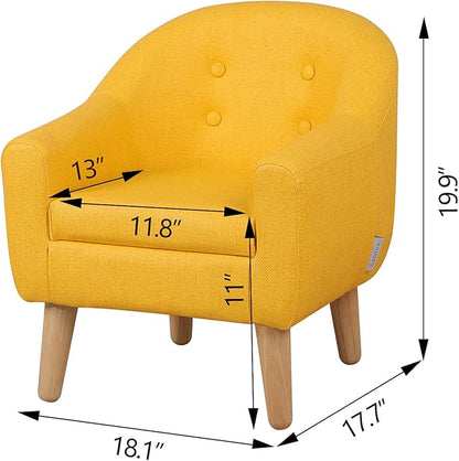 Getifun Single PVC Kids Sofa Chair, Toddler Sofa Couch with Wooden Legs, Children Armchair for Children Gift (Yellow)