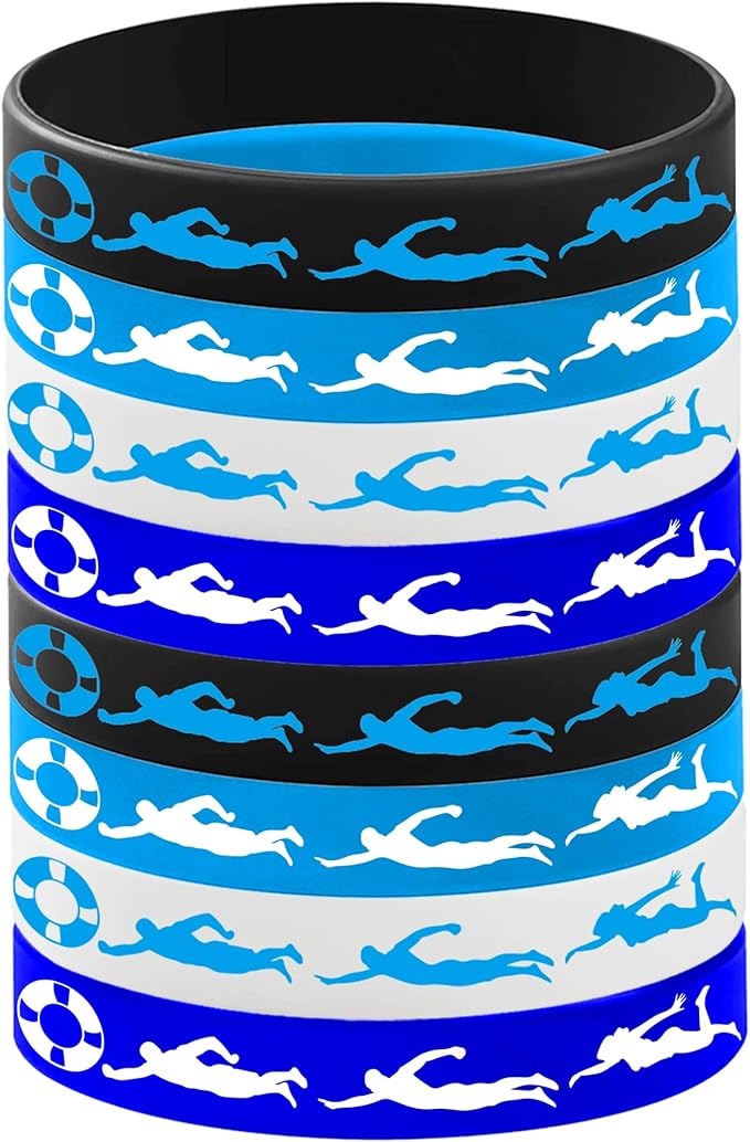 24PCS Swimming Rubber Bracelets Silicone Wristbands -Sport Party Supplies Decorations Speed Birthday Baby Shower Party Favors