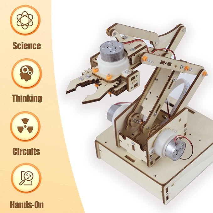 Robot Arm Kits Robotics for Kids Ages 8-12-14-16 Teens Adults STEM Toys Building Engineering 9 10 11 13 14 15 16+ Year Old Boys Grils Gifts Easter Basket Stuffers DIY Craft Science Circuit Project