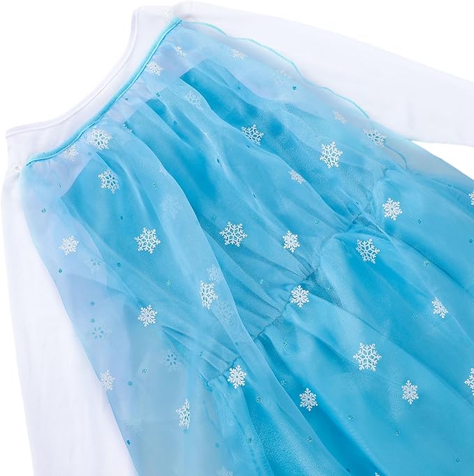 Elsa Costume for Girls 3-10 - Elsa Dress with Accessories - Princess Dress Up Clothes for Various Holiday Parties