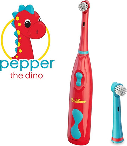 Brusheez Electronic Toothbrush Replacement Brush Heads 2 Pack (Pepper The Dinosaur)