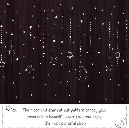 NICETOWN Kids Blackout Curtains for Bedroom - Grommet Thermal Insulated Hollow-Out Moon Star Double Layer Curtains for Nursery Living Room, Set of 2 Panels, 34 x 84 Inch Long, Pink