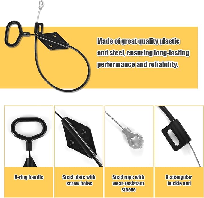 Recliner Pull Handle Replacement, Black Recliner D Ring Replacement Parts Compatible with Lazy Boy D Ring Couch Sofa Recliner Release Cable Pull for Lazyboy