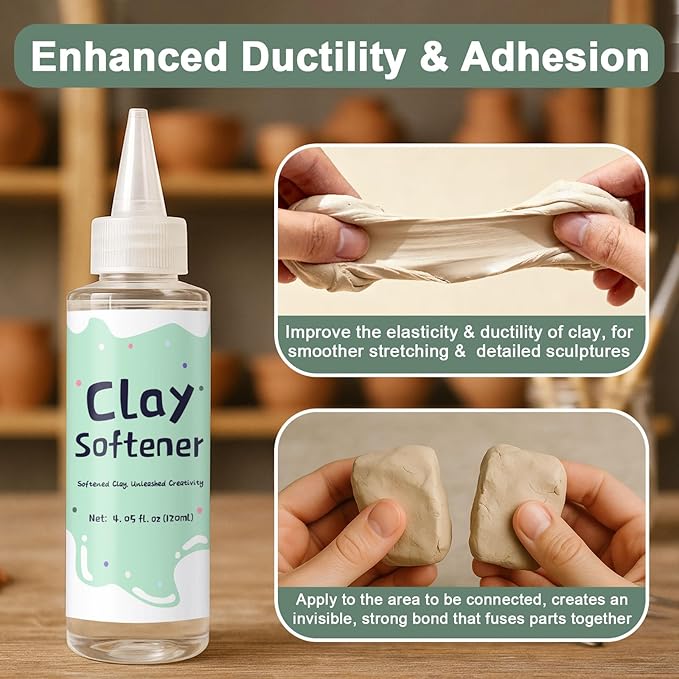 1DFAUL 120ml Polymer Clay Softener, Restore Clay Flexibility, Increase Ductility & Strong Adhesion, for Ceramic Artists, Crafts, and DIY Projects