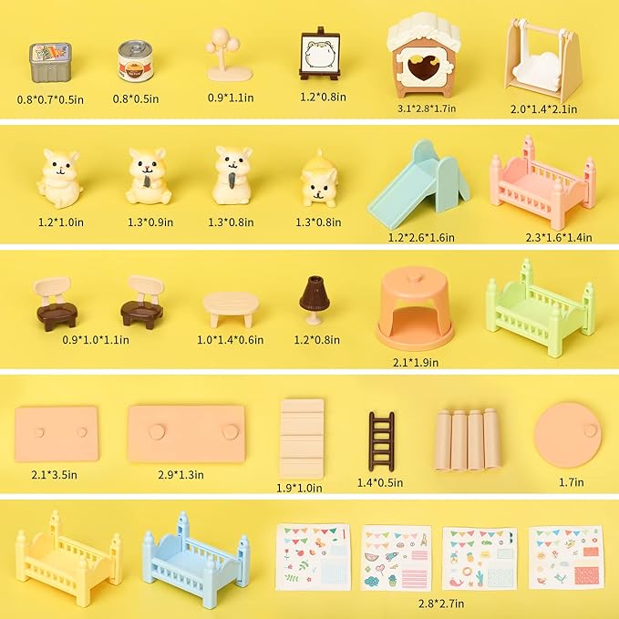 TQQFUN Pet Pretend Play Toys, 33 PCS Hamster Figures Playset Toy, Realistic Detailed Pet Care Center, Hamster Care Role Play Educational Toys, Gift for Kids Toddlers Boys and Girls