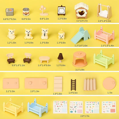 TQQFUN Pet Pretend Play Toys, 33 PCS Hamster Figures Playset Toy, Realistic Detailed Pet Care Center, Hamster Care Role Play Educational Toys, Gift for Kids Toddlers Boys and Girls