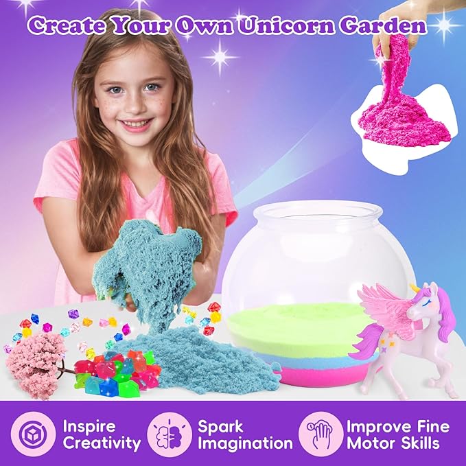 Unicorn Light-Up Terrarium Kit for Kids - Multicolor LED Night Light Unicorn Birthday Gifts for Girls - Unicorn Toys for Girls Ages 4-6 7 8 9 10 Year Old - Arts and Crafts for Girls